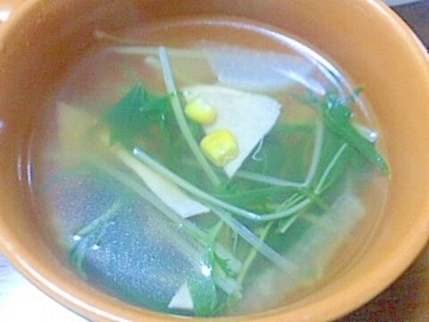 水菜と大根のコンソメスープ